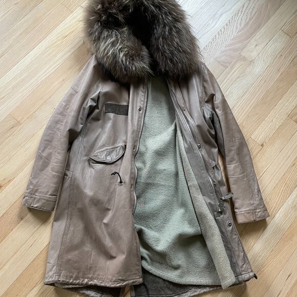 Sissi Fish Tail Leather Parka with Hood - Picture 3 of 10